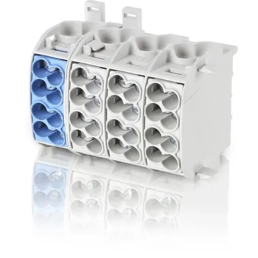 Hauptleitungs-Abzweigklemme 25 mm² 4-polig grau/ blau Geprüft