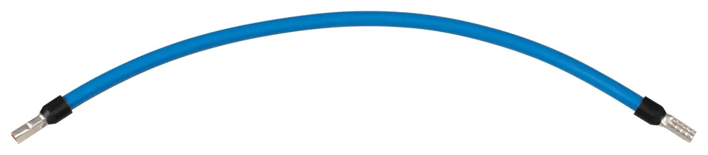 Abverkauf Verdrahtungsbrücke 6 mm² blau 350 mm beidseitig mit 11 mm isolierter Aderendhülse