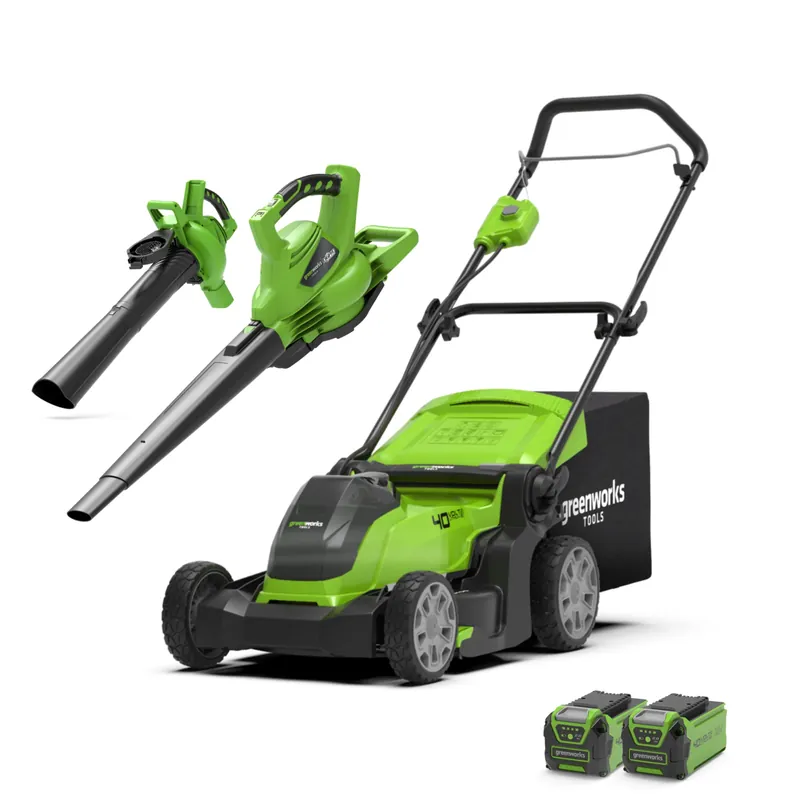 Saisonangebot 40V Rasenmäher 41cm + Laubbläser / Laubsauger 280 km/h Set