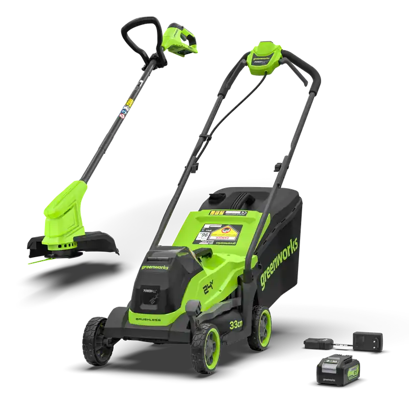 Ausverkauf POWERALL 24V Rasenmäher 33cm + Rasentrimmer 25cm Gen. II Set
