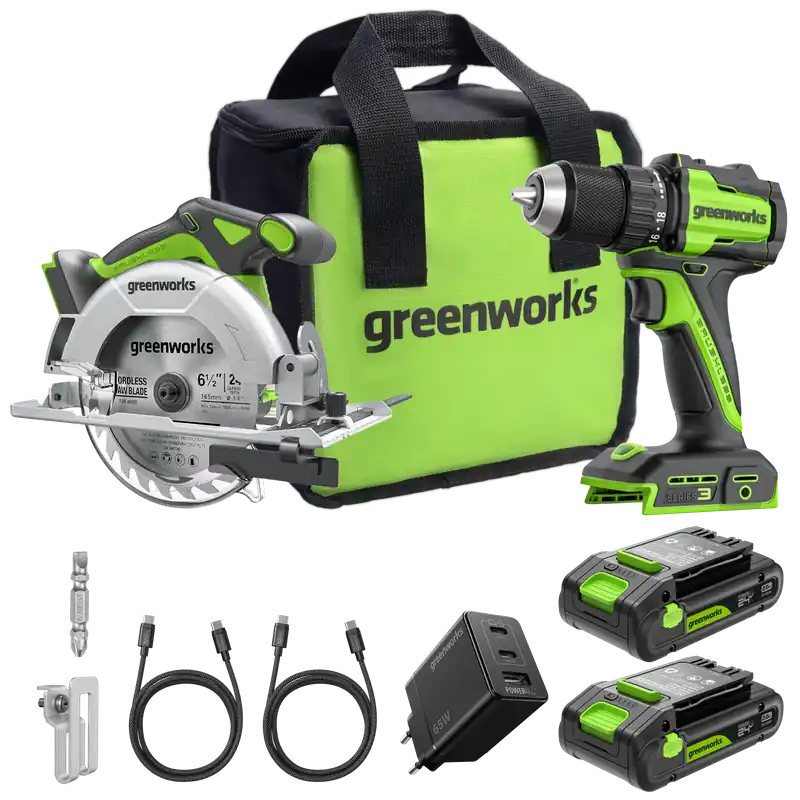POWERALL 24V Akkuschrauber + Kreissäge Set - 2x 2Ah Akkus Abverkauf