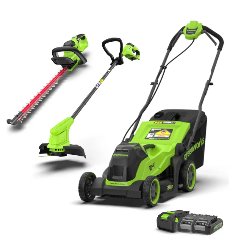 POWERALL 24V Rasenmäher 36cm + Rasentrimmer 25cm + Heckenschere 56cm Set Super-Preis