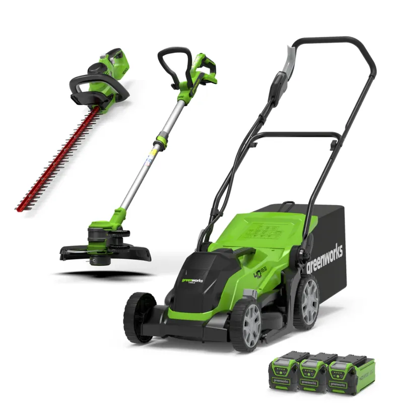 40V Rasenmäher 35cm + Rasentrimmer 33cm + Heckenschere 61cm Set Direkt Vom Hersteller