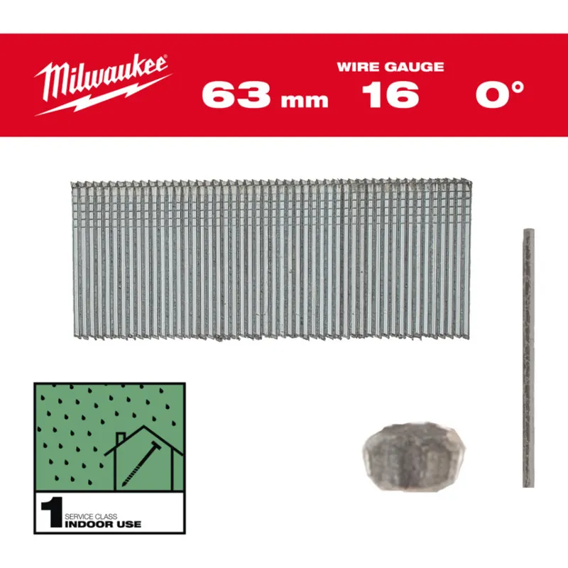 Meistverkauft Milwaukee - Stauchkopf-Nägel 16G 2,8x63mm für M18 FN16GAS 0° 2.500 Stück (4932498317)