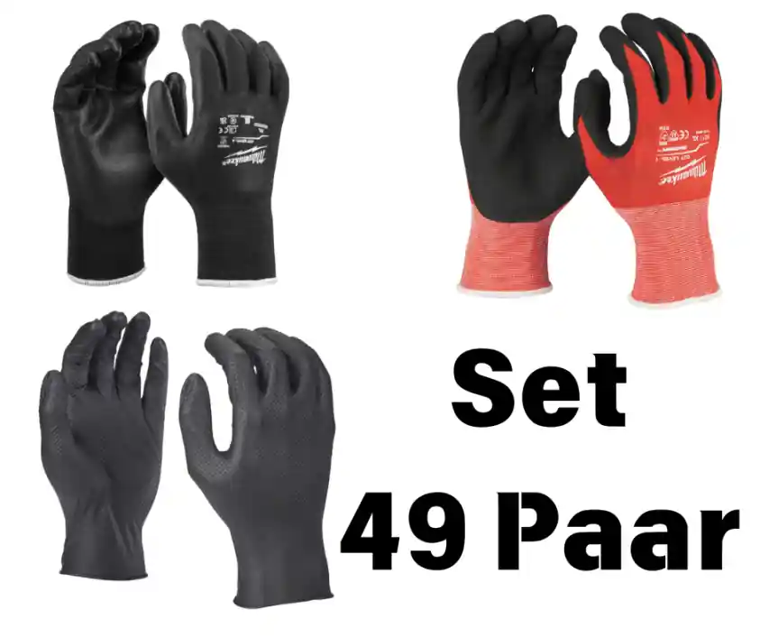 Milwaukee - Handschuh Set "Industrie & Automotive" 49 Paar Preisreduziert