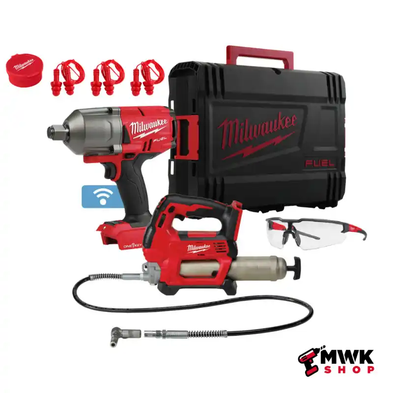Preisknaller Milwaukee - M18 Promoset Schlagschrauber ONEFHIWF34-0X & Fettpresse GG-0 + PSA Set (4933499415)