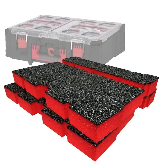 Echt ShadowFoam - Multilayer Schaumstoffeinlage für Milwaukee Packout Organiser TIEF schwarz/rot