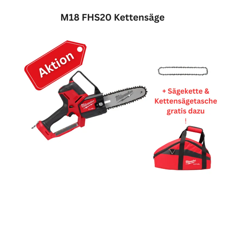 Milwaukee - AKTION Akku- Astsäge M18 FHS20 20cm + Sägekette + Tasche gratis Ausverkauf