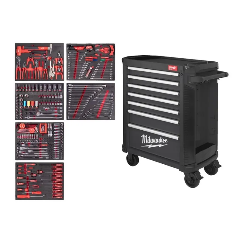 Neue Kollektion Milwaukee - Werkstattwagen grau mit Premiumbestückung, 337tlg. (SRC-30-01) (4932500745)
