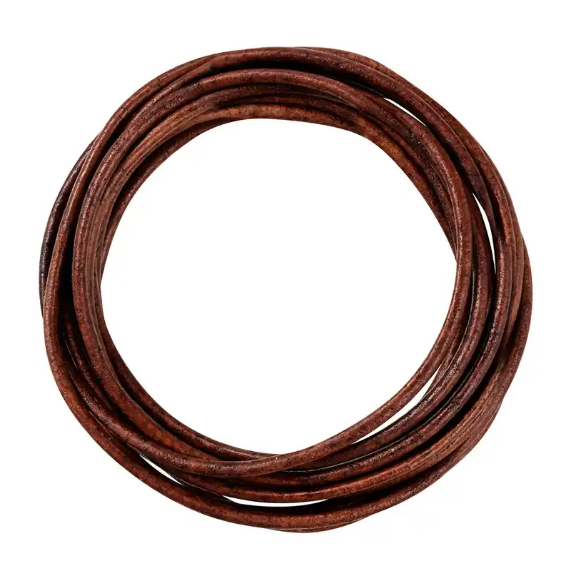Finale Aktion Rindslederriemen Ø 2 mm, rund, antik-gold, 1,8 m