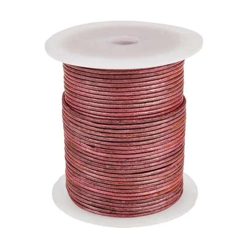 Mega-Angebot Rindslederriemen Ø 2 mm, rund, antik pink, 50 m