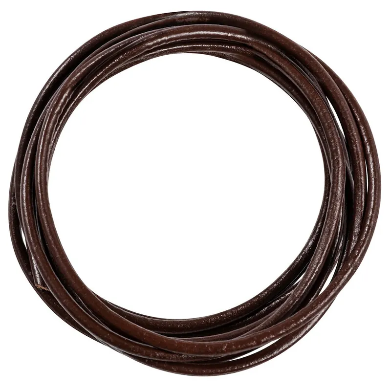 Geprüft Rindslederriemen Ø 2,5 mm, rund, braun, 1,8 m