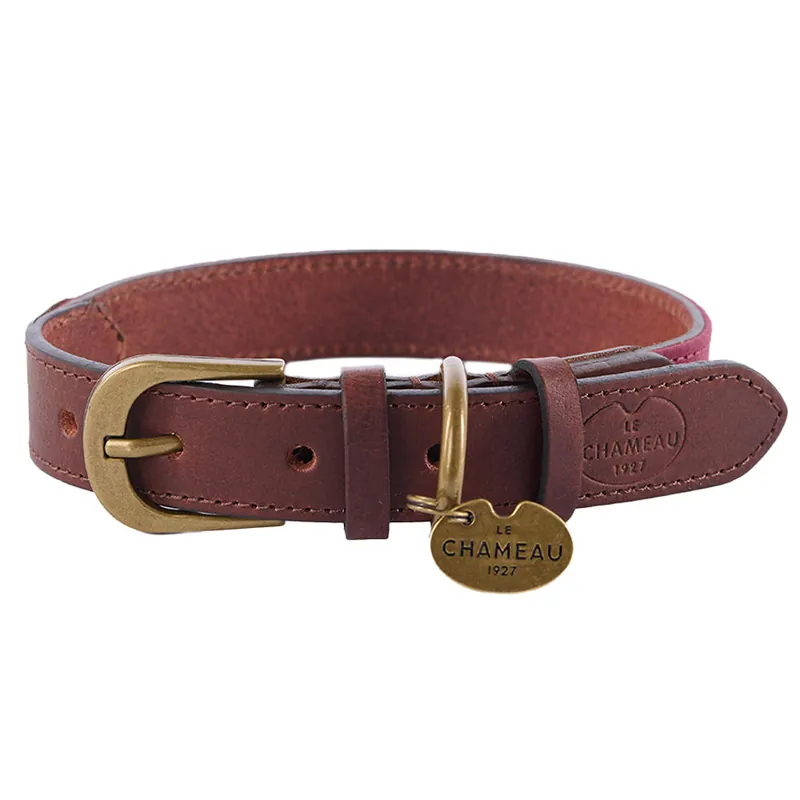 Le Chameau Hundehalsband Leder/Canvas, Rouge, Größe M Angebot