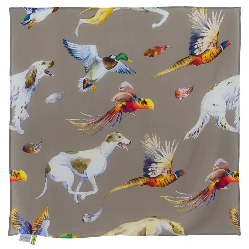Damen Seiden-Foulard »Dogs & Birds«, 80 x 80 cm, taupe Direkt Vom Hersteller