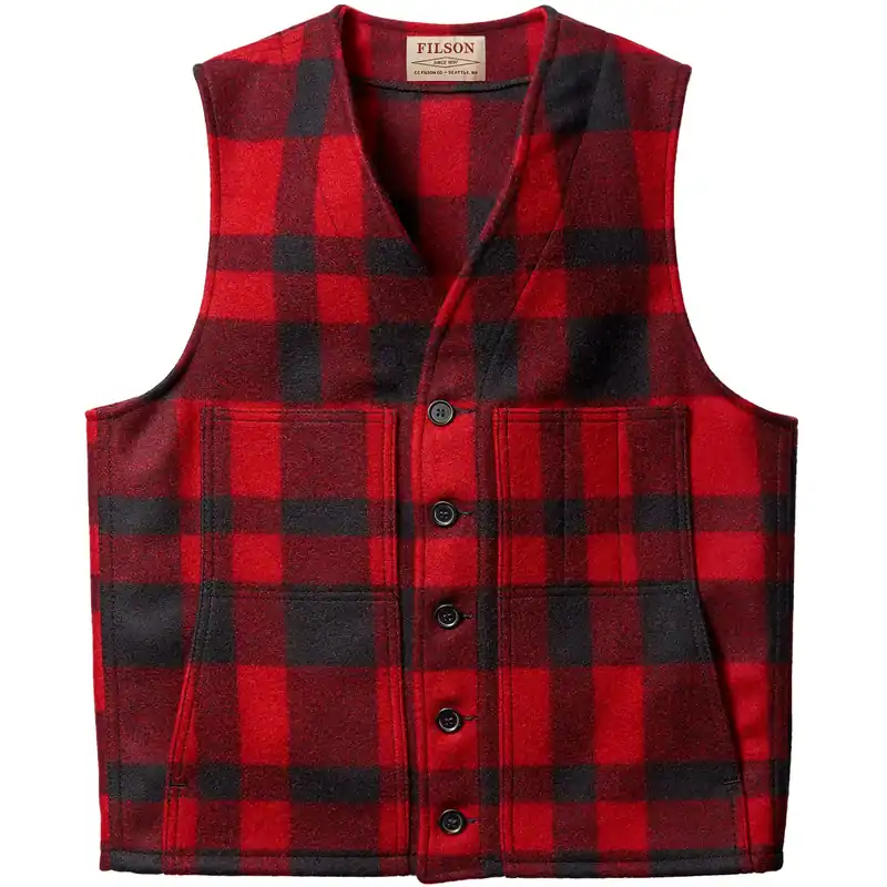 Filson Mackinaw Wool Vest, Red/Black Plaid Preiswert