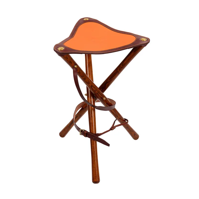 Günstig Alexandre Mareuil Ansitzstuhl, Leder/Holz, orange, 60 cm