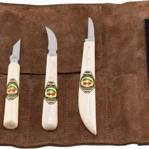 Direkt Vom Hersteller Kirschen Schnitzmessersatz 3-teilig, in Velourleder-Rolltasche