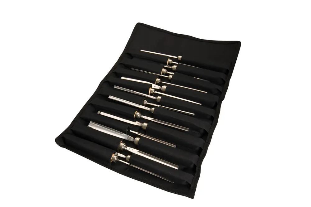 Kirschen Bildhauerbeitelsatz 18-teilig, in Mikrofaserrolltasche Markenprodukt