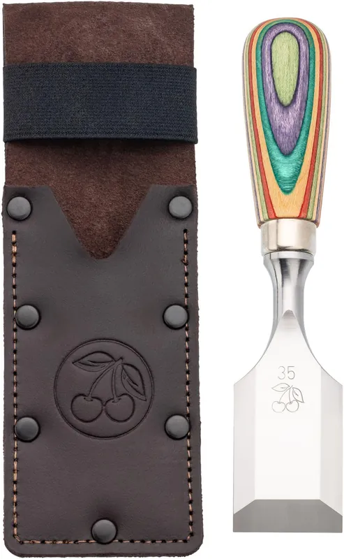 Kirschen Kurzbeitel W.I.N.A.C. mit Skateboardheft 35 mm in Lederholster Zertifiziert