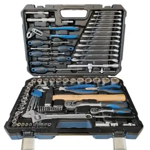 Sonderangebot profibau MMXX Werkzeugkoffer 100-teilig Kunststoff Klappkoffer blau, 1/4+1/2 Zoll,