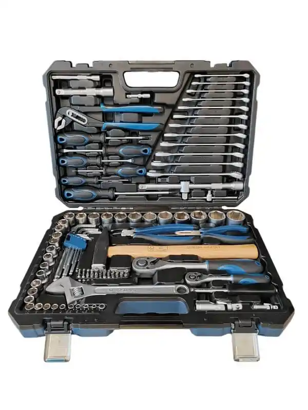 Sonderangebot profibau MMXX Werkzeugkoffer 100-teilig Kunststoff Klappkoffer blau, 1/4+1/2 Zoll,