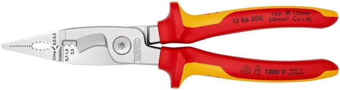 Direkt Vom Hersteller KNIPEX Elektroinstallationszange 200 mm VDE, verchromt, Mehrkomponenten-Hüllen