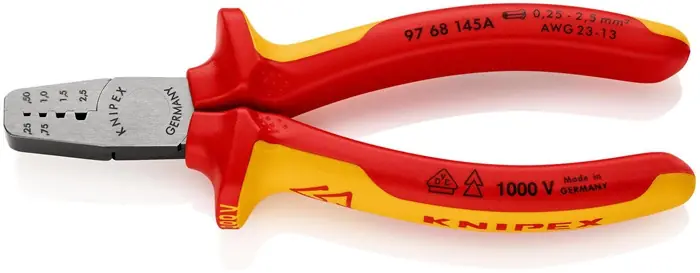Bestpreis KNIPEX Aderendhülsenzange 145 mm poliert, Mehrkomponenten-Hüllen VDE