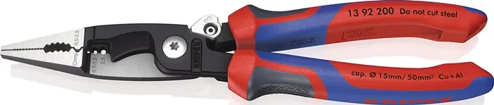 Geprüft KNIPEX Elektroinstallationszange 200 mm poliert, Comfort-Griff
