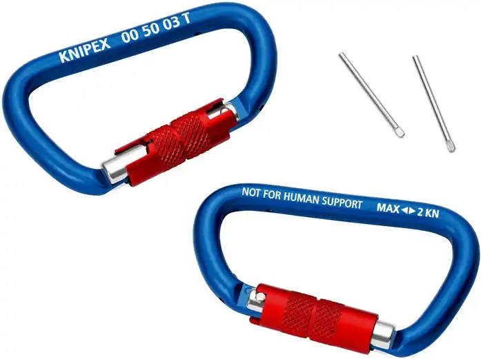 Aktuell KNIPEX Materialkarabiner 81 mm, mit Schraubverschlussbesch.KNIPEX