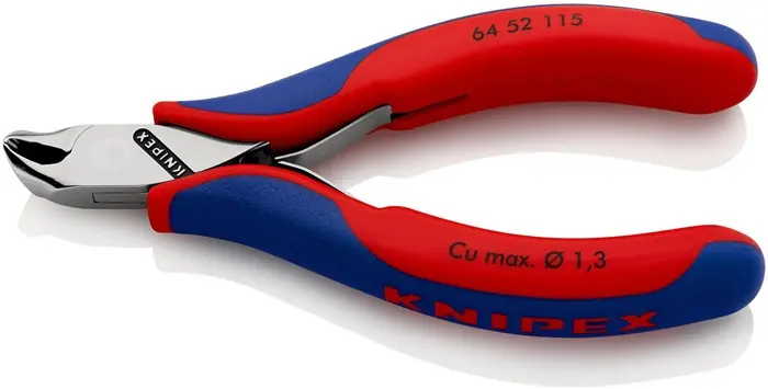 Abverkauf KNIPEX Elektronik-Vornschneider 115 mm, Form 5, spiegelpoliert, Mehrkomponenten-Hüllen