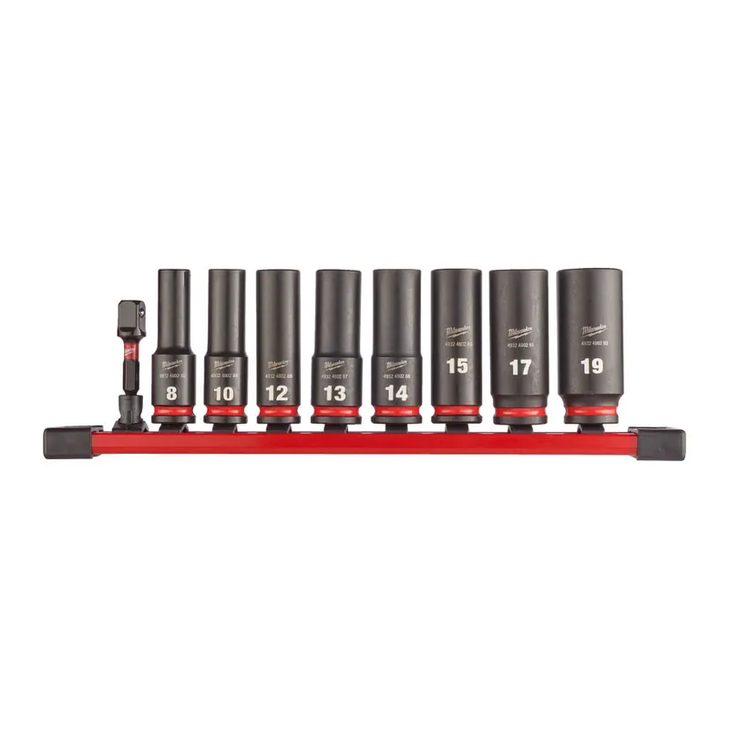 Milwaukee SHOCKWAVE™ Schlagnuss-Set 3/8 Zoll lang 9-teilig auf Schiene Echt