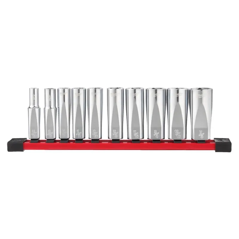 Wochenendangebot Milwaukee Steckschlüsseleinsatz-Set 10-teilig 3/8 Zoll lang imperial, auf Schiene