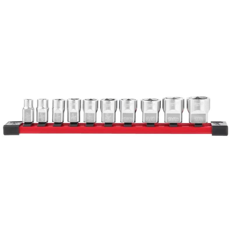 Schnäppchen Milwaukee Steckschlüsseleinsatz-Set 10-teilig 3/8 Zoll imperial, auf Schiene