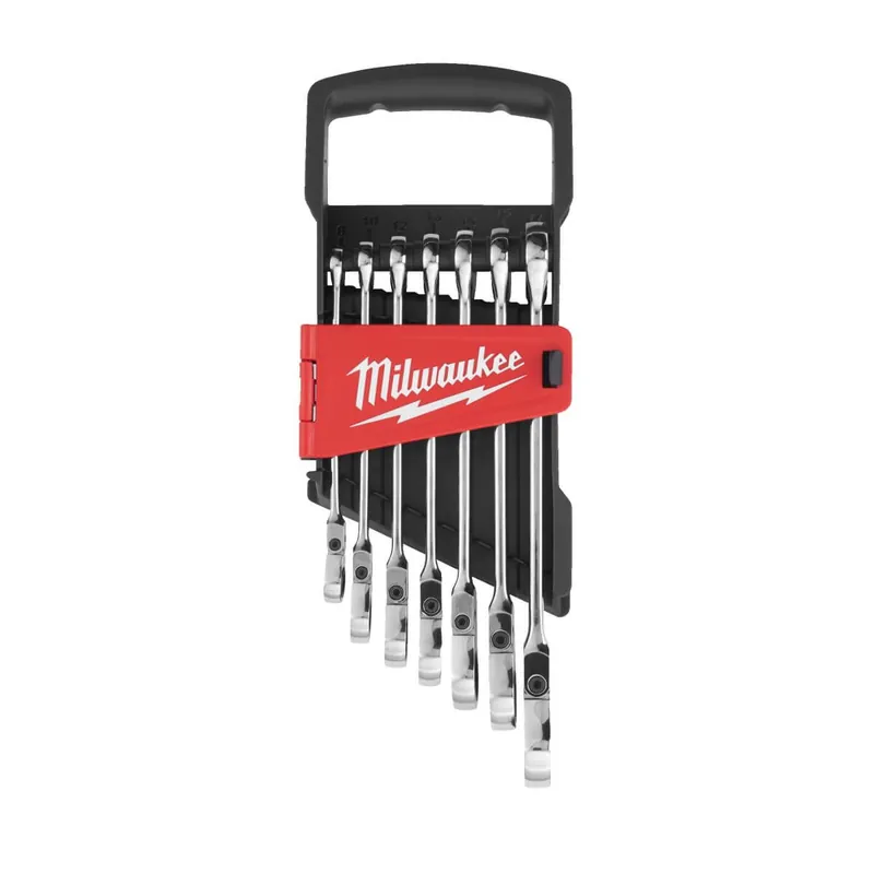 Zertifiziert Milwaukee MAX BITE™ Gelenk-Ratschen-Ringmaulschlüsselsatz 7-teilig metrisch