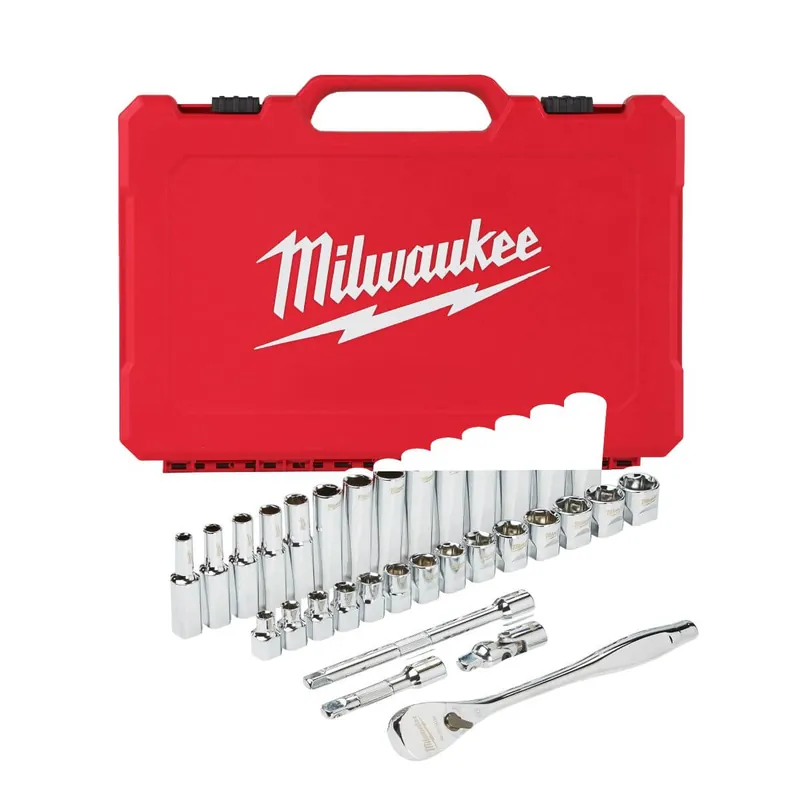 Milwaukee Ratschen- und Steckschlüsseleinsatz-Set 32-teilig 3/8 Zoll metrisch Sonderangebot