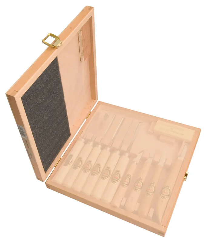 Echt Kirschen Holzkasten leer 11-tlg. für Kerbschnitzsatz