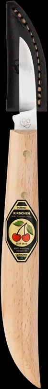 Letzte Chance Kirschen Kerbschnitzmesser mit Leder-Schneidenschutz, runder Rücken, gerader Schneide
