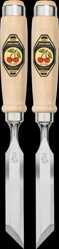 Billig Kirschen Stechbeitelpaar gekröpft, mit schräger Schneide Weißbuchenheft, 20 mm