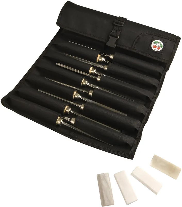 Kirschen Bildhauerbeitelsatz 24-teilig, in Mikrofaserrolltasche Finale Aktion