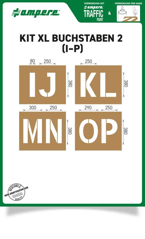 Billig a.m.p.e.r.e. Schablonensatz KIT XL Buchstaben I-P, 4 Schablonen