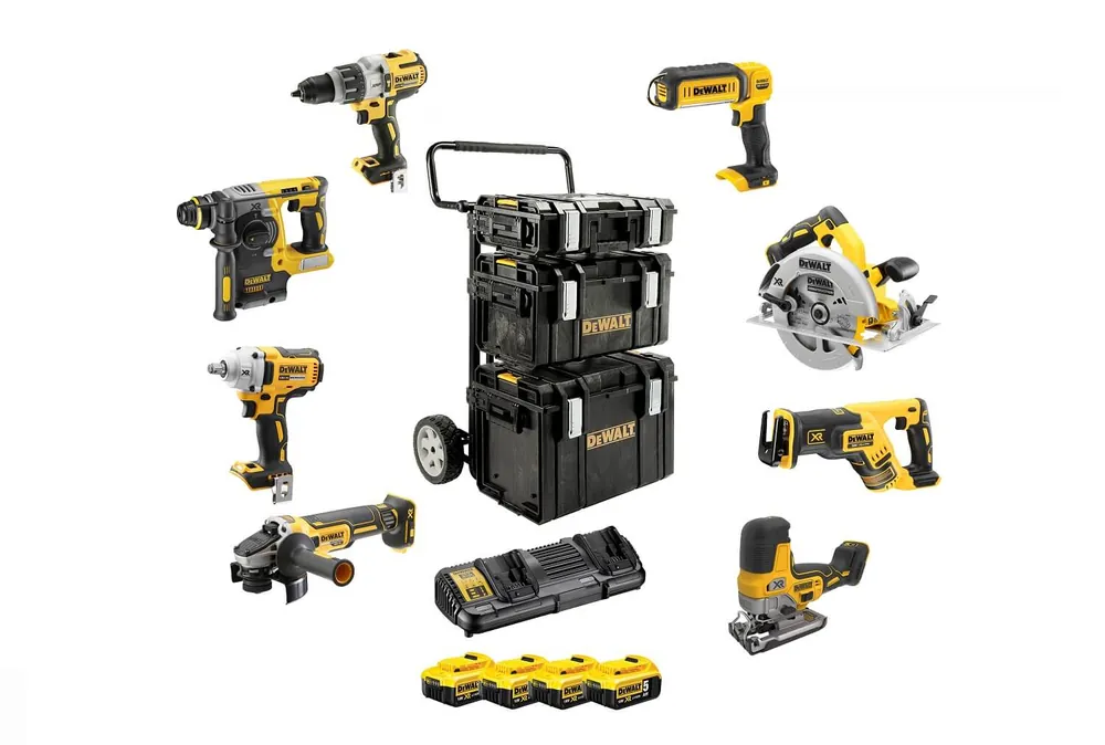 Preiswert DeWALT Akku Kombopack DCK856P4 8-tlg. 18 Volt / 5 Ah