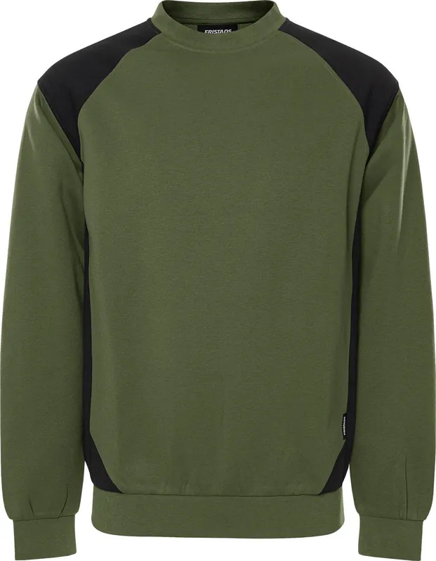 Begrenztes Angebot FRISTADS Sweatshirt 7148 GSM Armee grün/schwarz Größe: 2XL