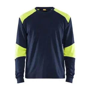 Ausverkauf Blakläder Flammschutz Langarm Shirt 3457 marineblau/gelb  Größe: 3XL