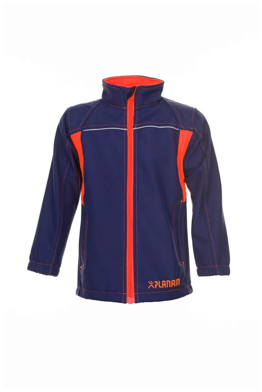 Letzte Chance PLANAM Basalt Neon Junior Softshelljacke marine/orange Größe: 170/176