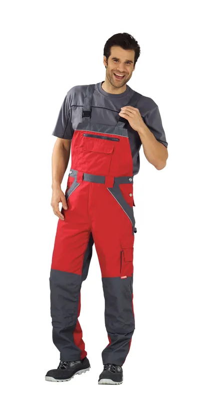 Aktuell PLANAM Latzhose Plaline rot/schiefer Größe: 110