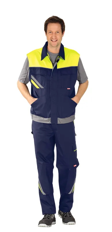 PLANAM Arbeitsweste VISLINE marine/gelb/zink Größe: 4XL Preisknaller