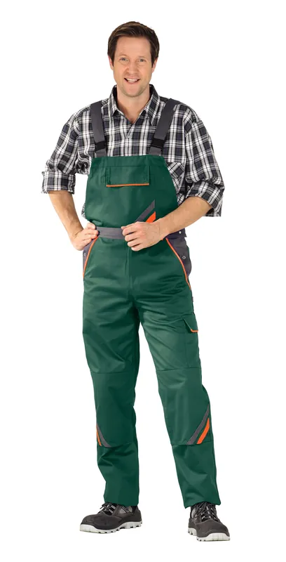 PLANAM Latzhose VISLINE grün/orange/schiefer Größe: 118 Abverkauf