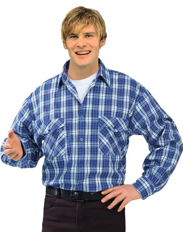 PLANAM Flanell-Hemd 2001 blau kariert Größe: 49/50 Markenware