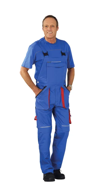 Sonderangebot PLANAM Basalt Latzhose kornblau/rot Größe: 110