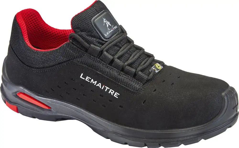 Lemaitre Halbschuhe Riley Light S1P ESD XXL schwarz/rot Gr. 49 Größe: 49 Zertifiziert